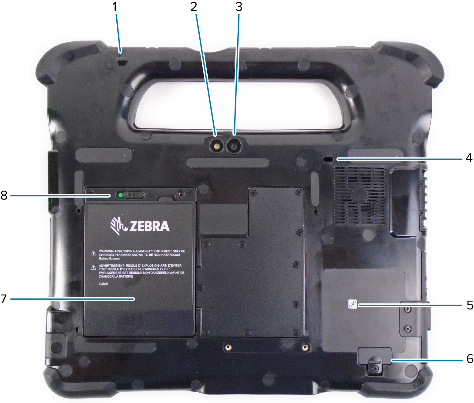 Vista posteriore del tablet XSLATE L10ax