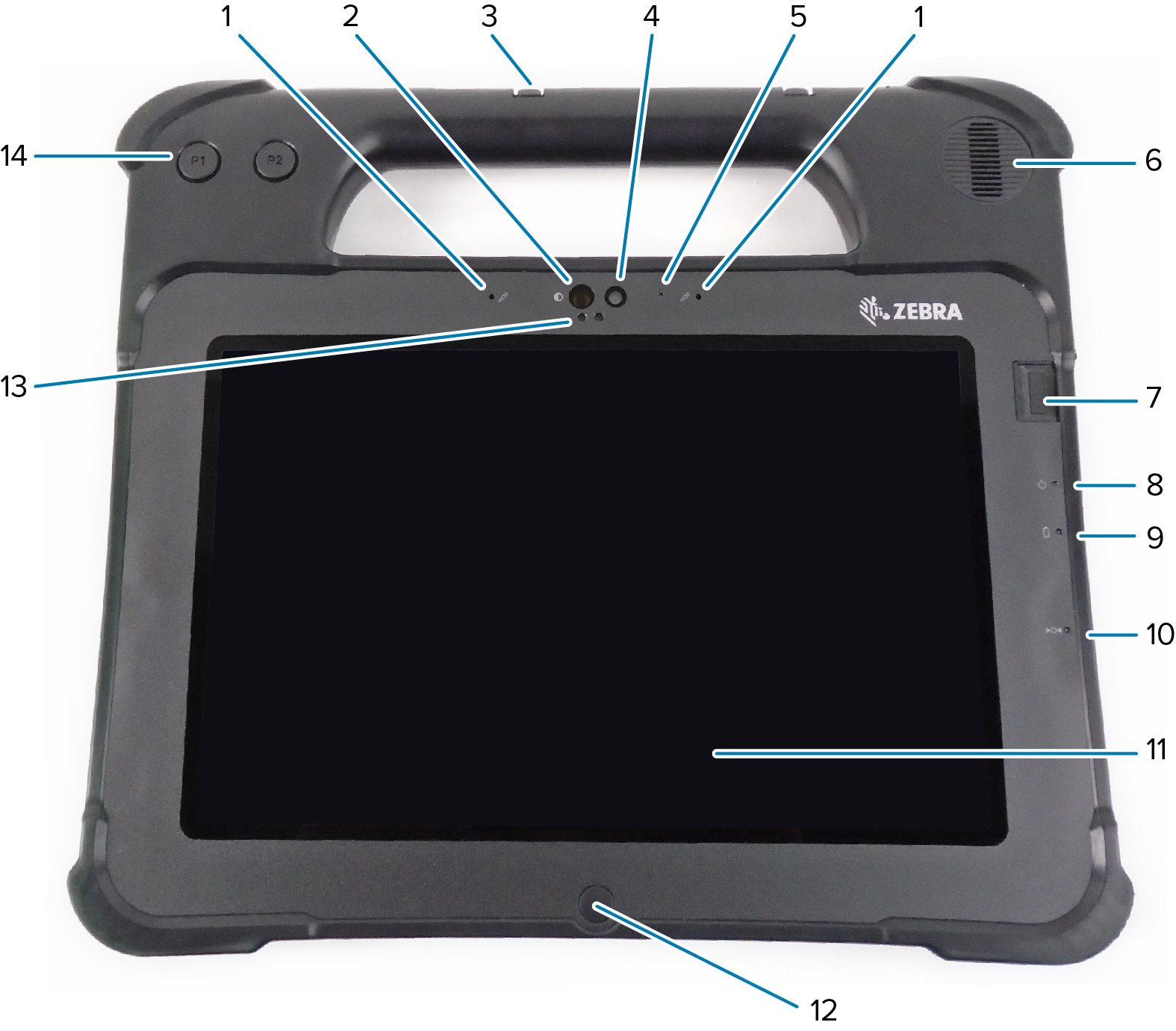 Vista anteriore del tablet XSLATE L10ax