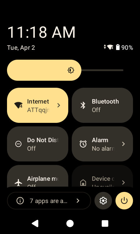 Quick Access Panel with different tiles.