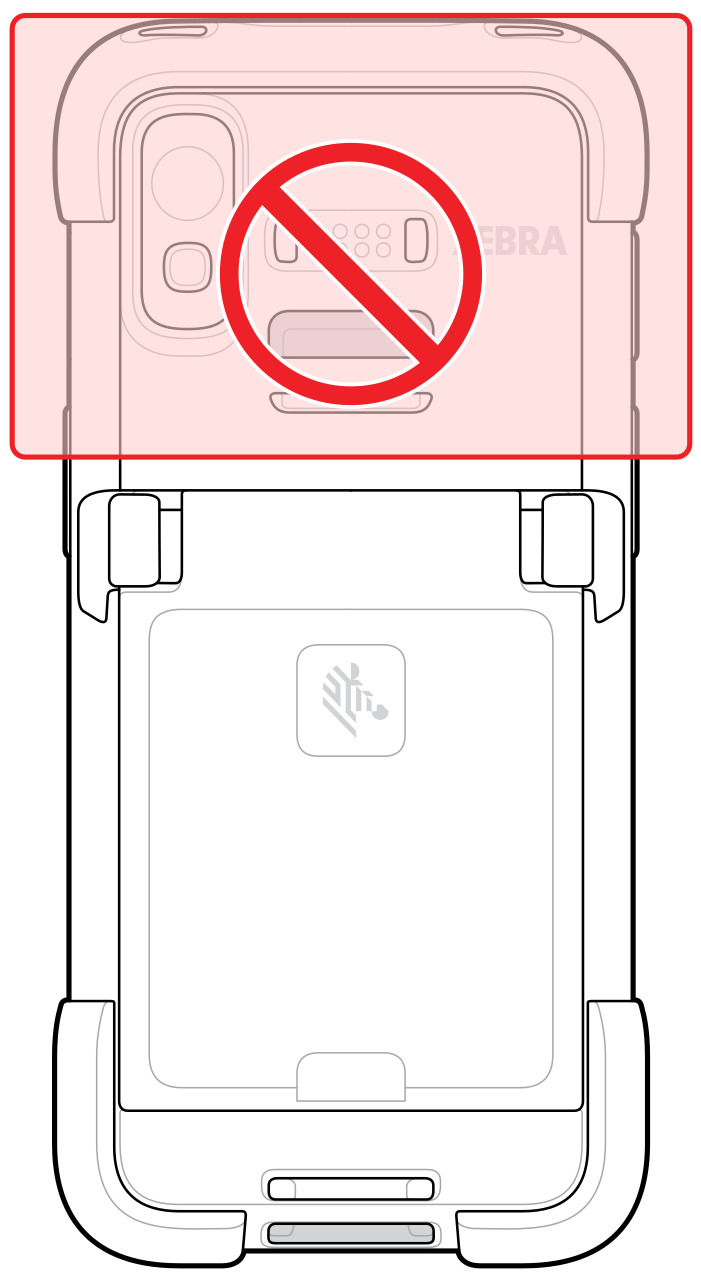 On the back of the device, do not touch the RFID scanning portion on the top while RFID scanning.