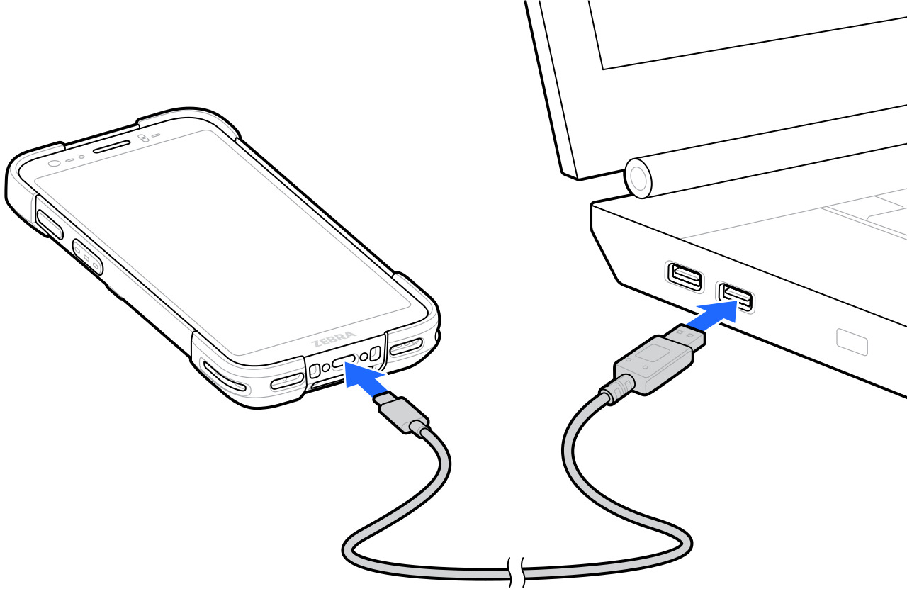 Image of connecting the device to a host computer. 