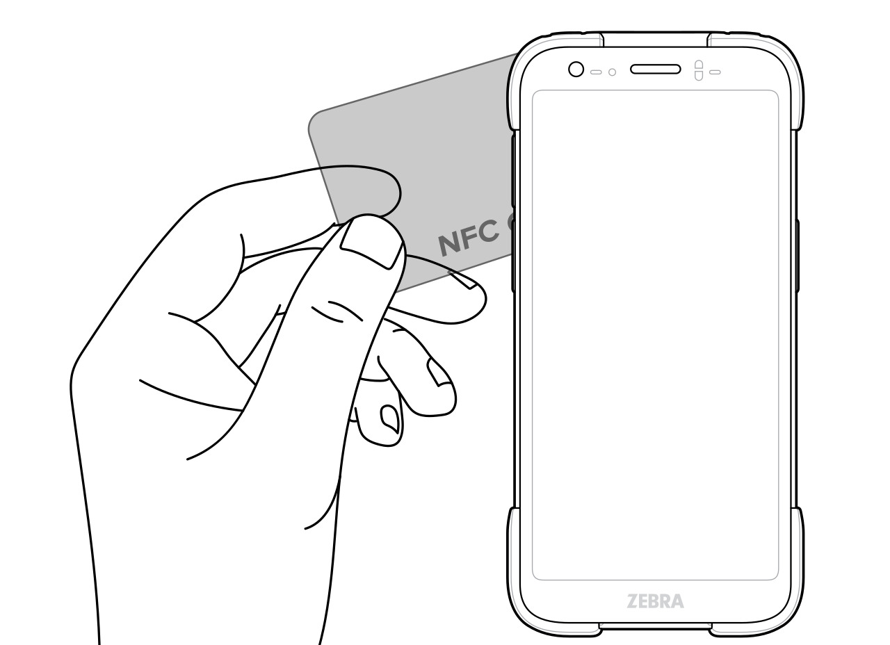 Image of reading an NFC card. 