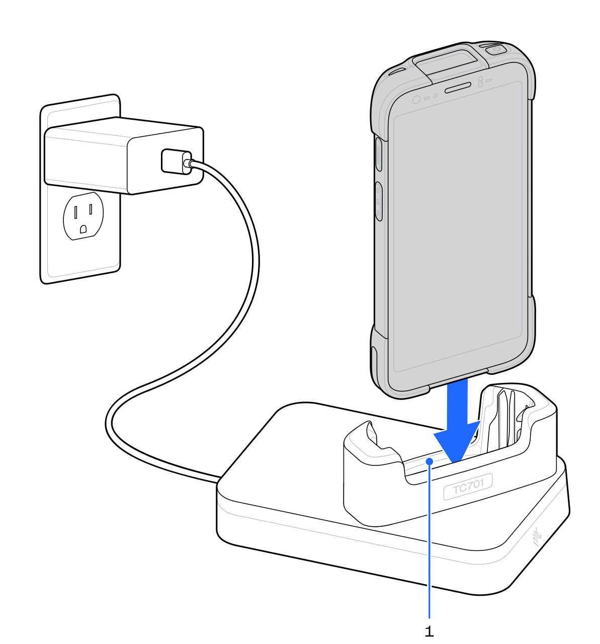 An illustration of the 1-Slot Fast-Charging Cradle