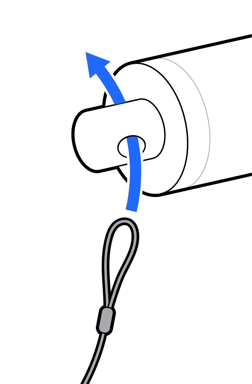 Image of installing tether to stylus.