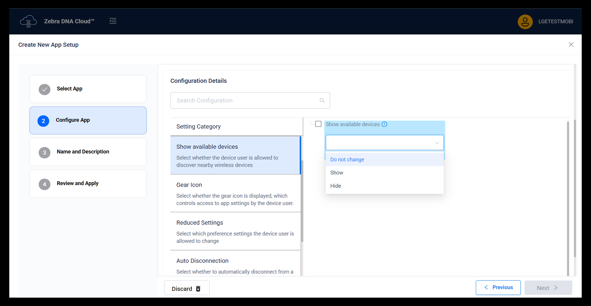 zebra dna cloud installed applications tab