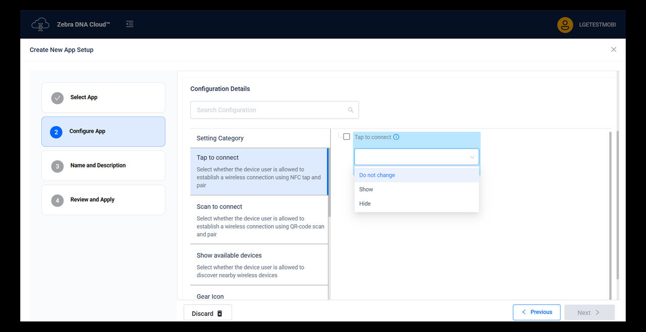 zebra dna cloud installed applications tab