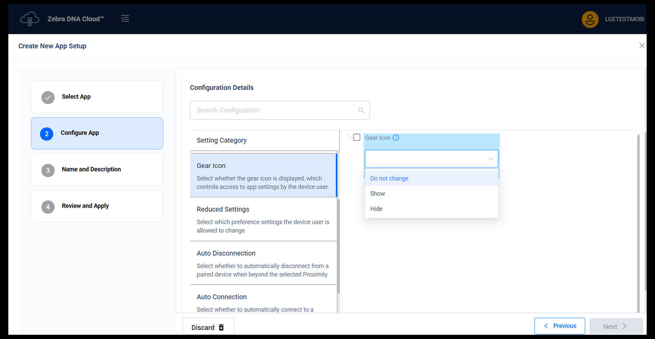 zebra dna cloud installed applications tab