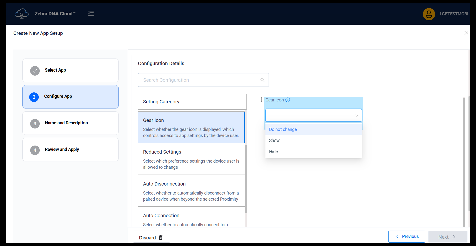 zebra dna cloud installed applications tab