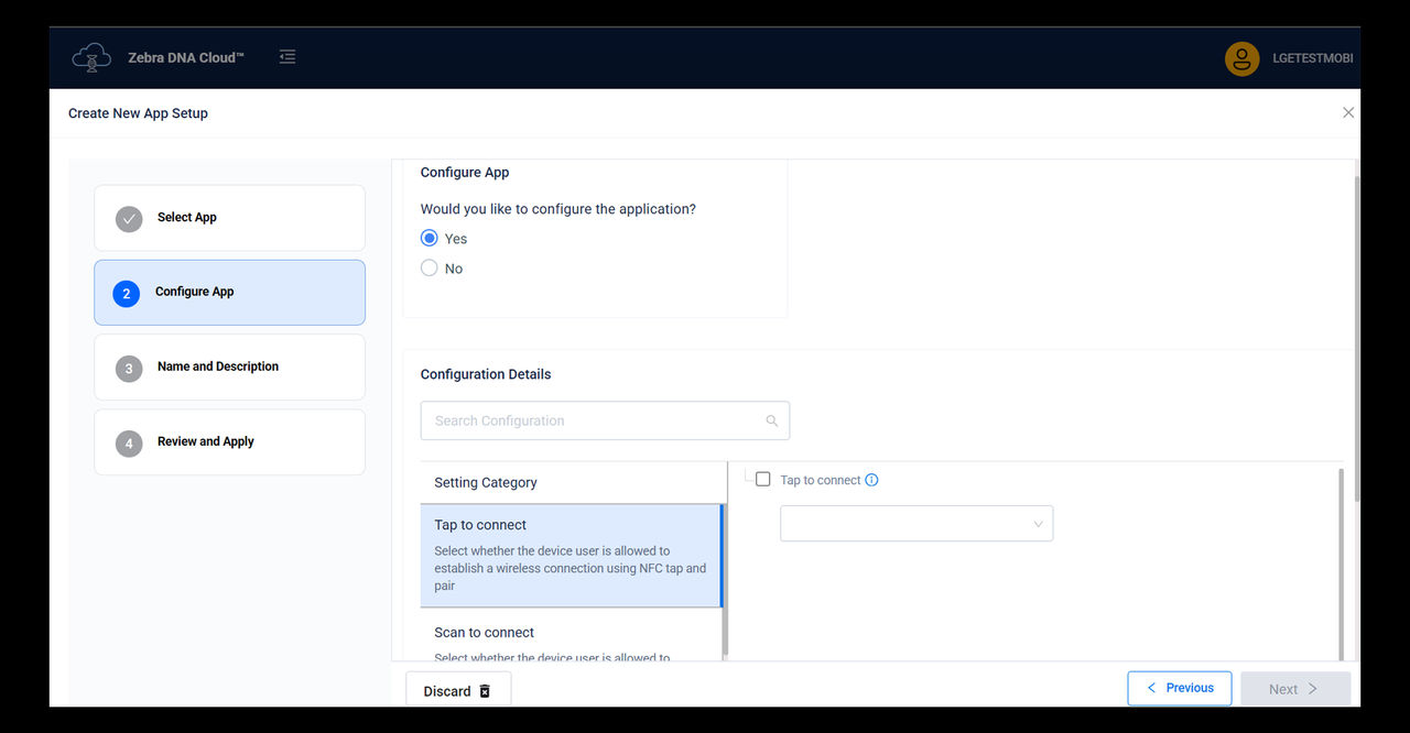 zebra dna cloud edit application configuration