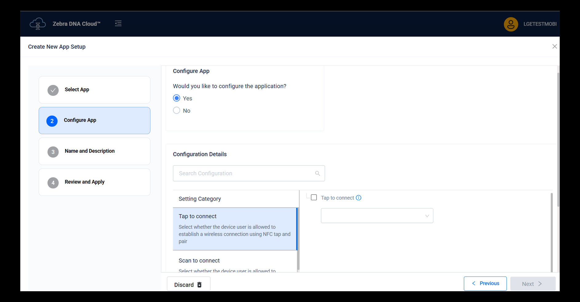zebra dna cloud edit application configuration