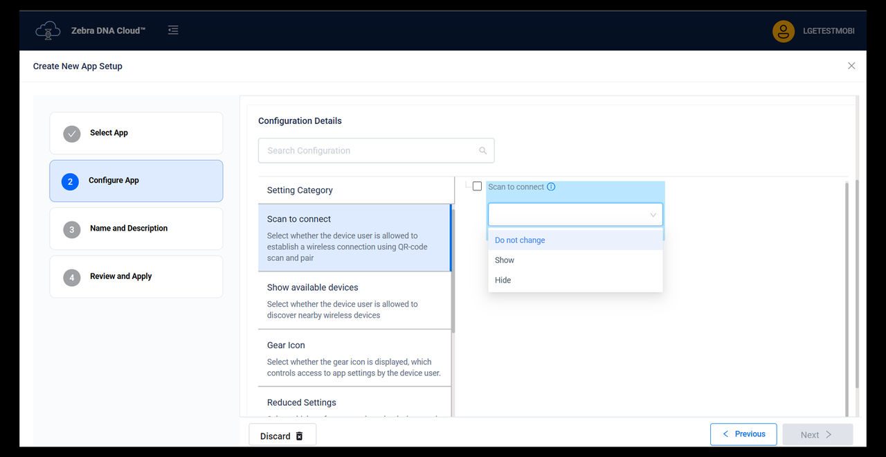 zebra dna cloud installed applications tab