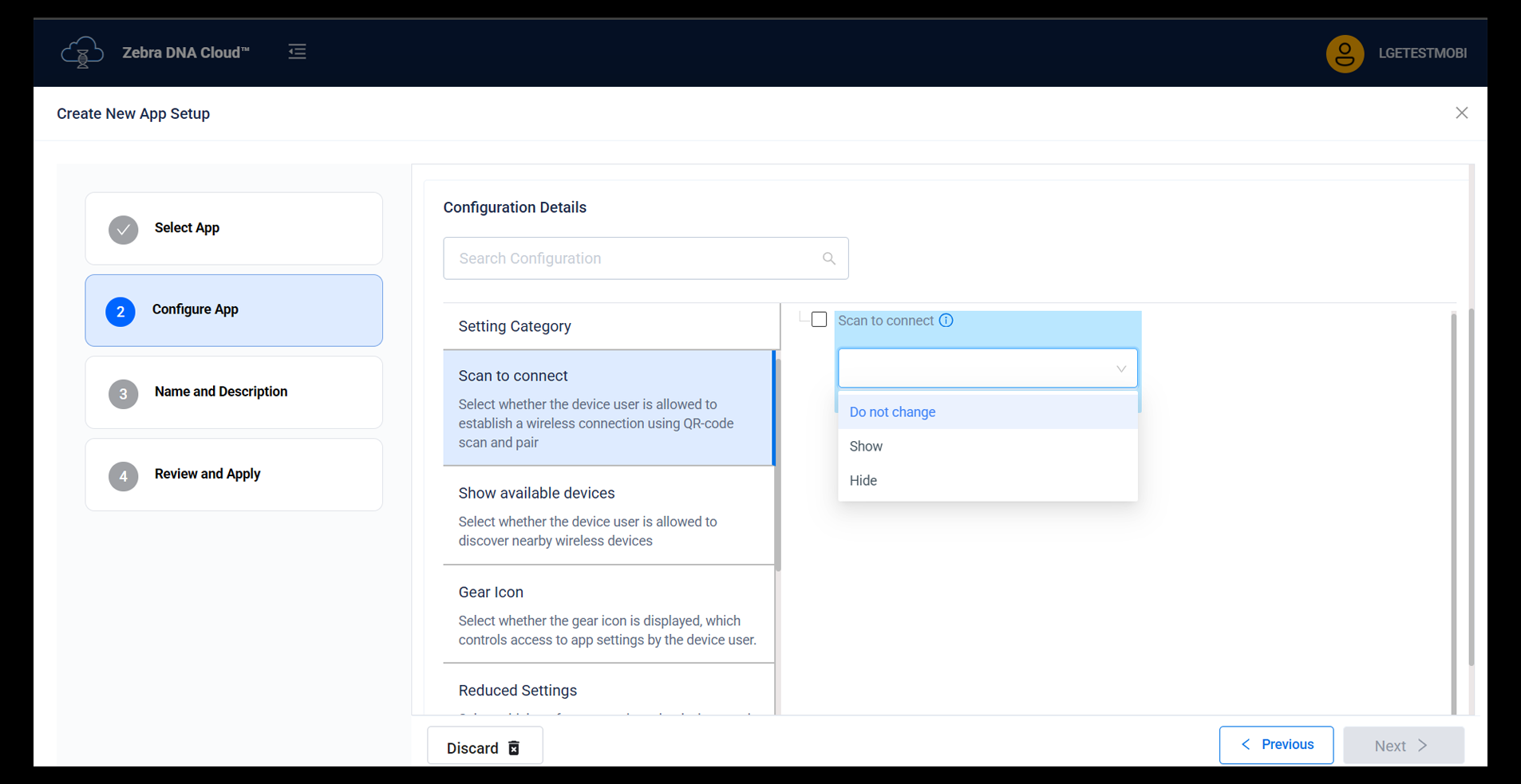zebra dna cloud installed applications tab