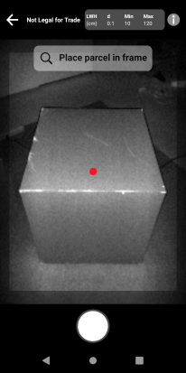 Mobile Dimensioning Client Viewfinder is Active
