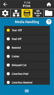 Media handling parameter in the Print menu