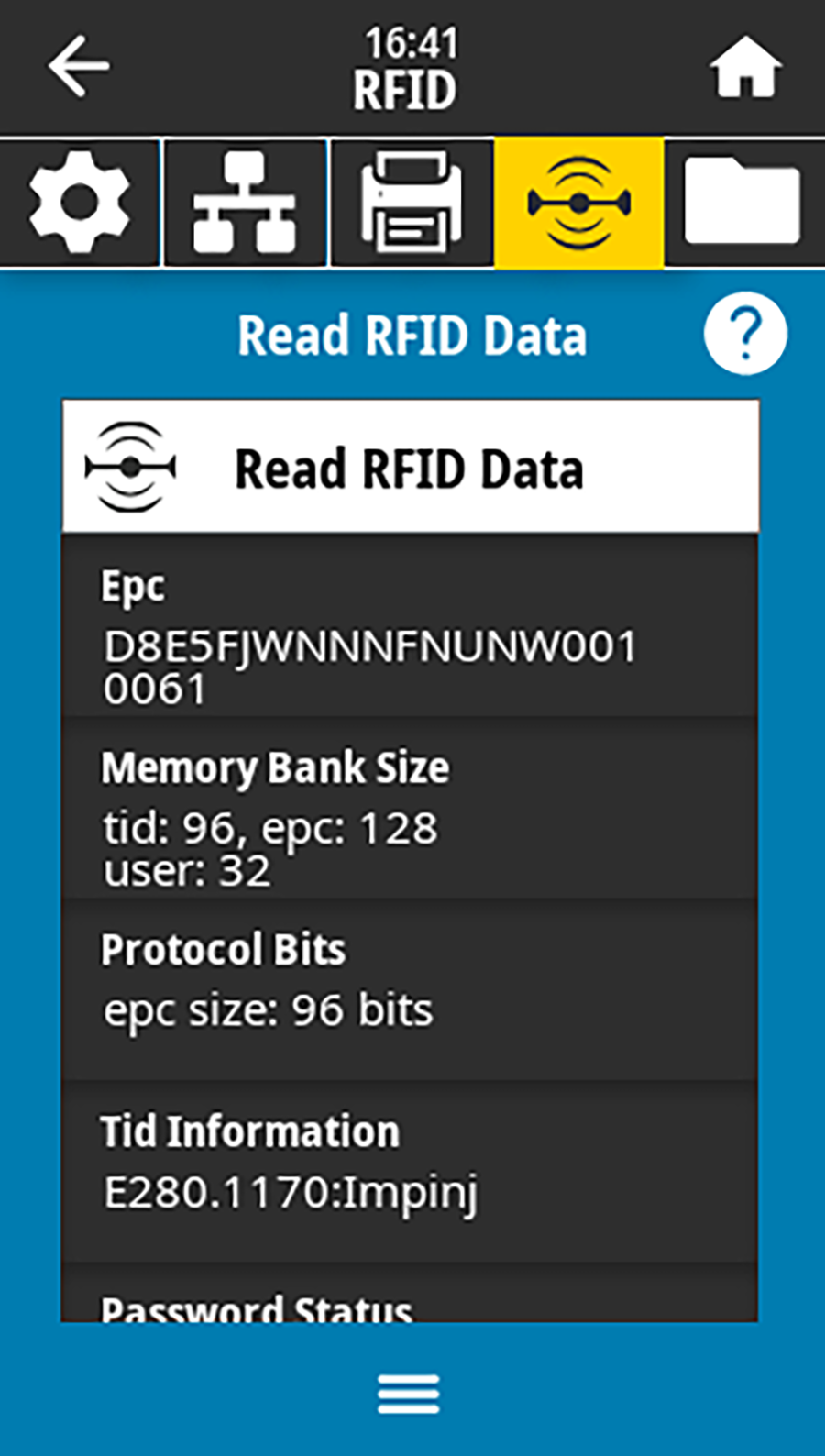 Results for Read RFID Data