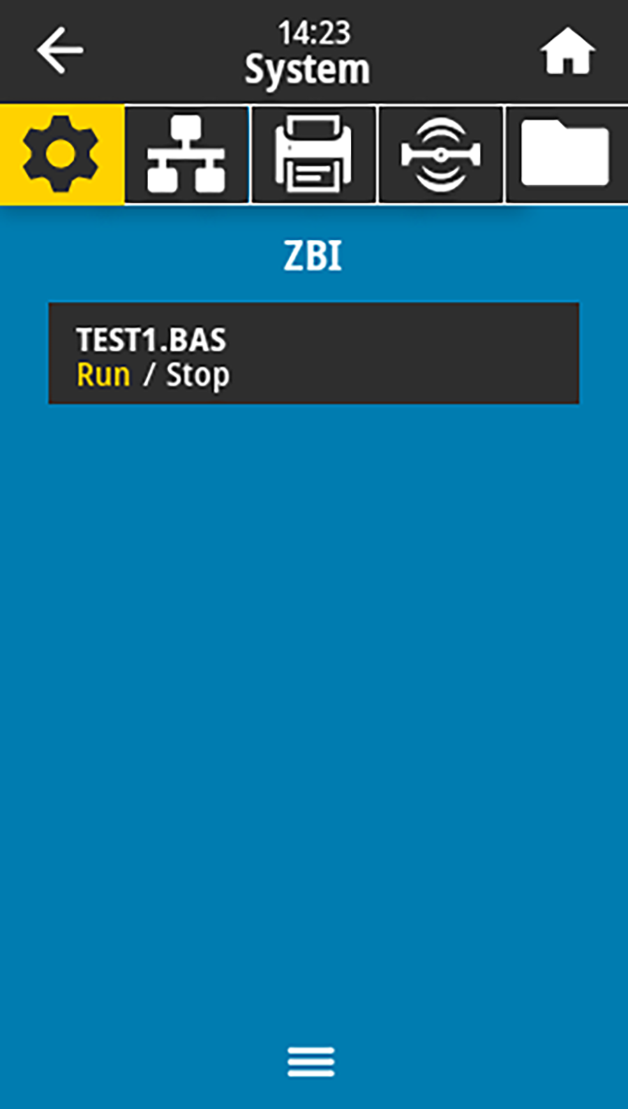 ZBI with program running