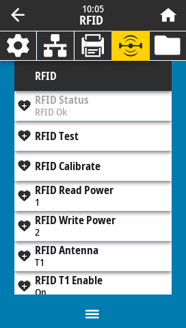 RFID Status with T1 cable attached