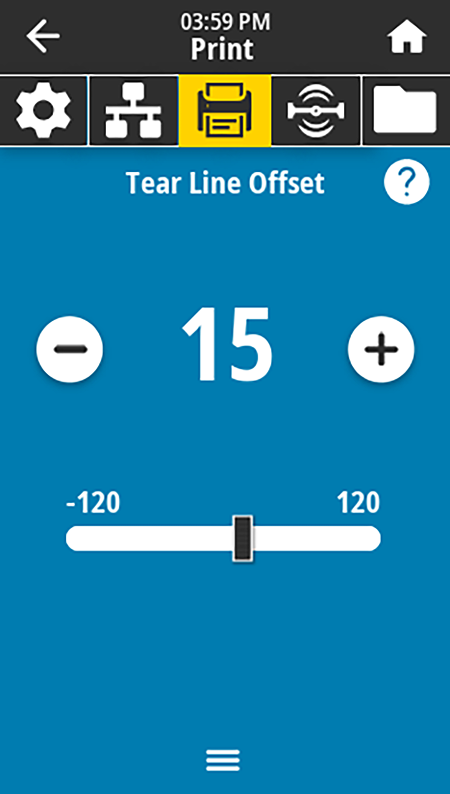 Tear line offset parameter in the Print menu