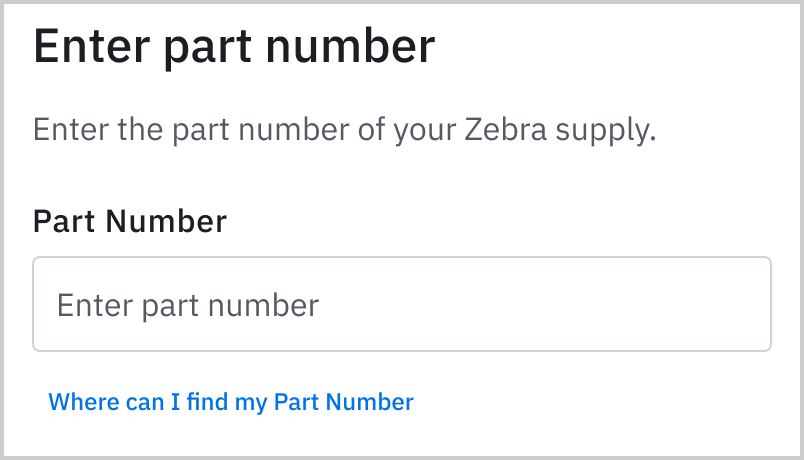 Supplies menu enter part number