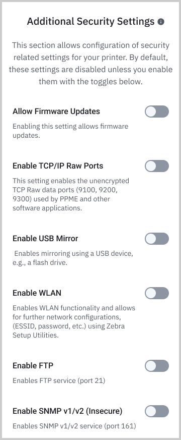 Additional Security Settings screen 1