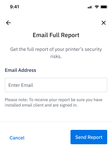email full report screen