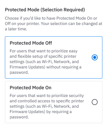 Protected Mode Select On or Off