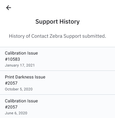 Zebra Support History