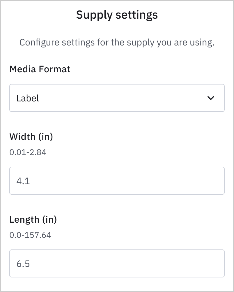 Supply Setting Menu
