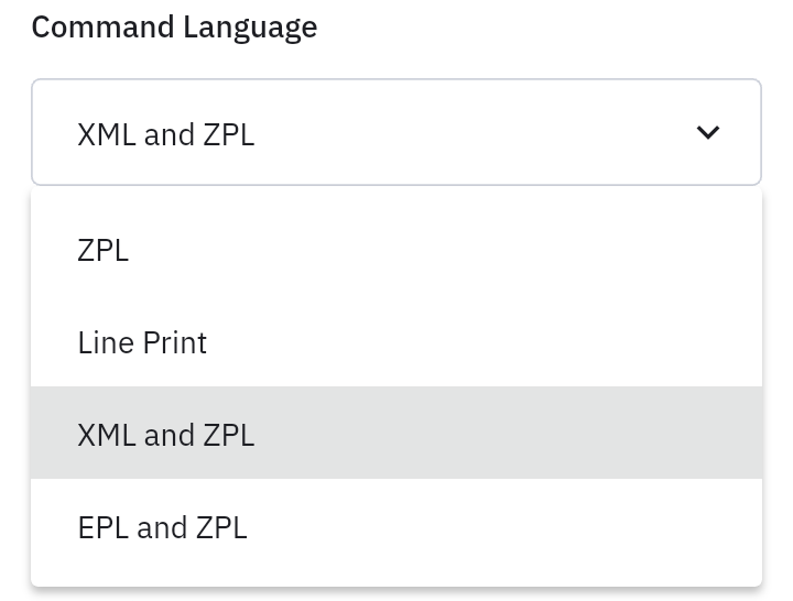 Command language dowpdown menu