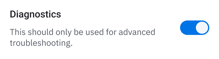 Enable diagnostic toggle button