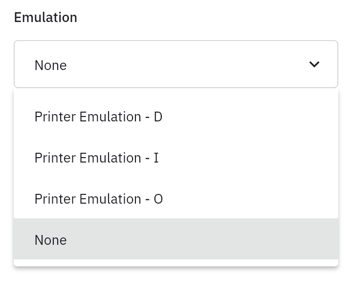 Emulation dropdown menu