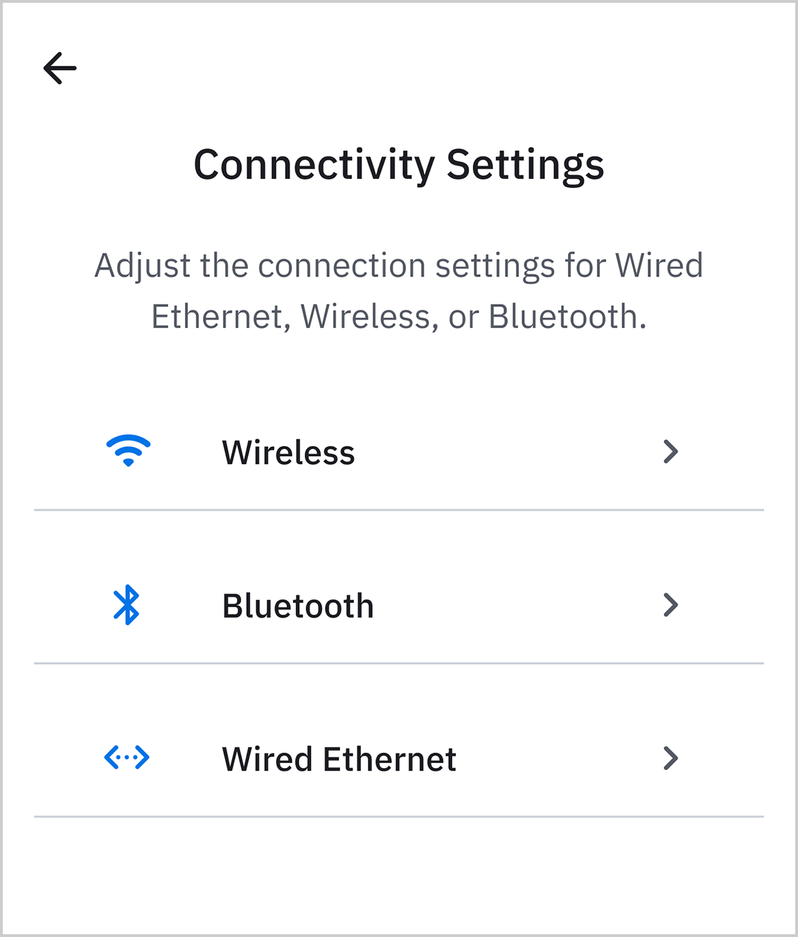 Connectivity Settings
