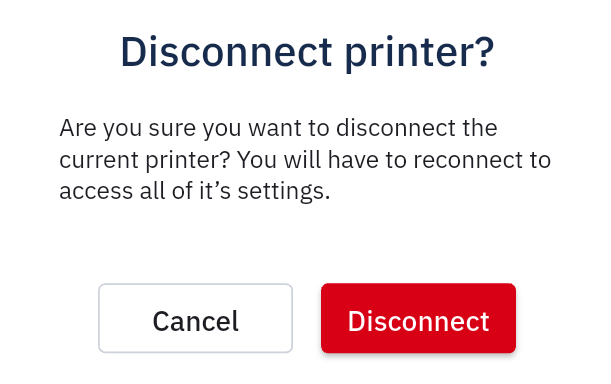 Disconnect printer prompt