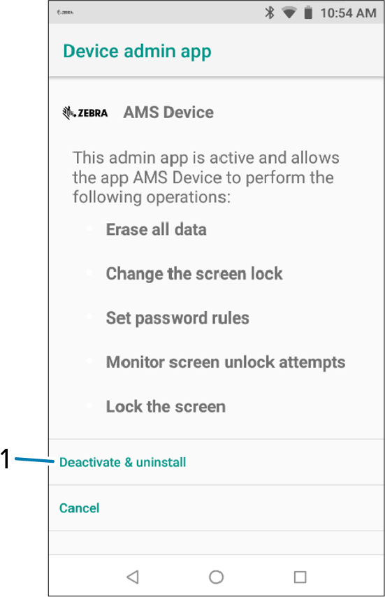 Device admin app screen