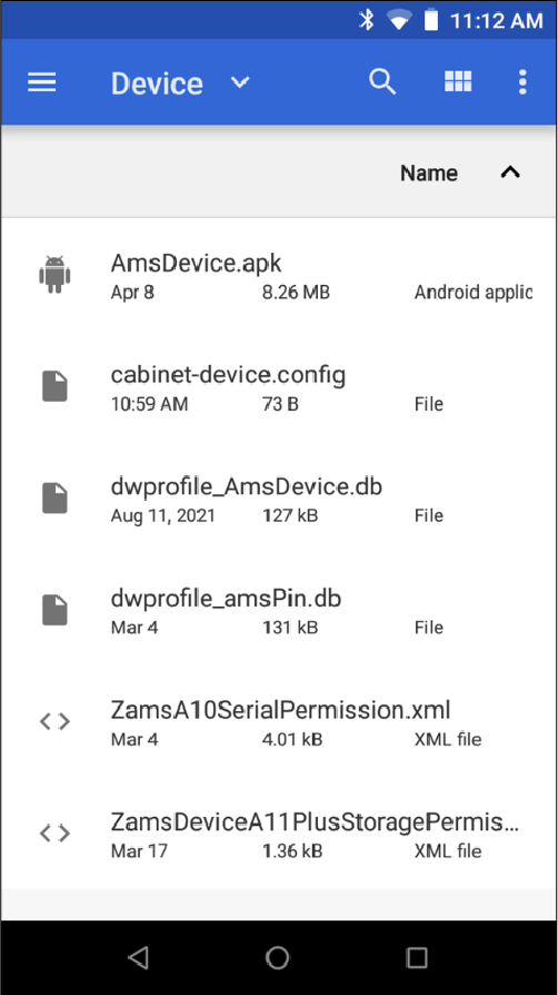 Device folder screen