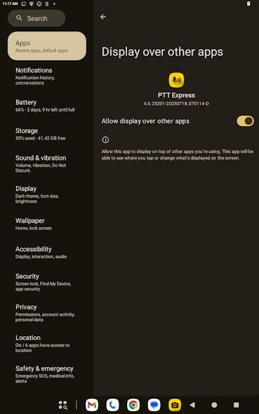 Enable display over other apps.