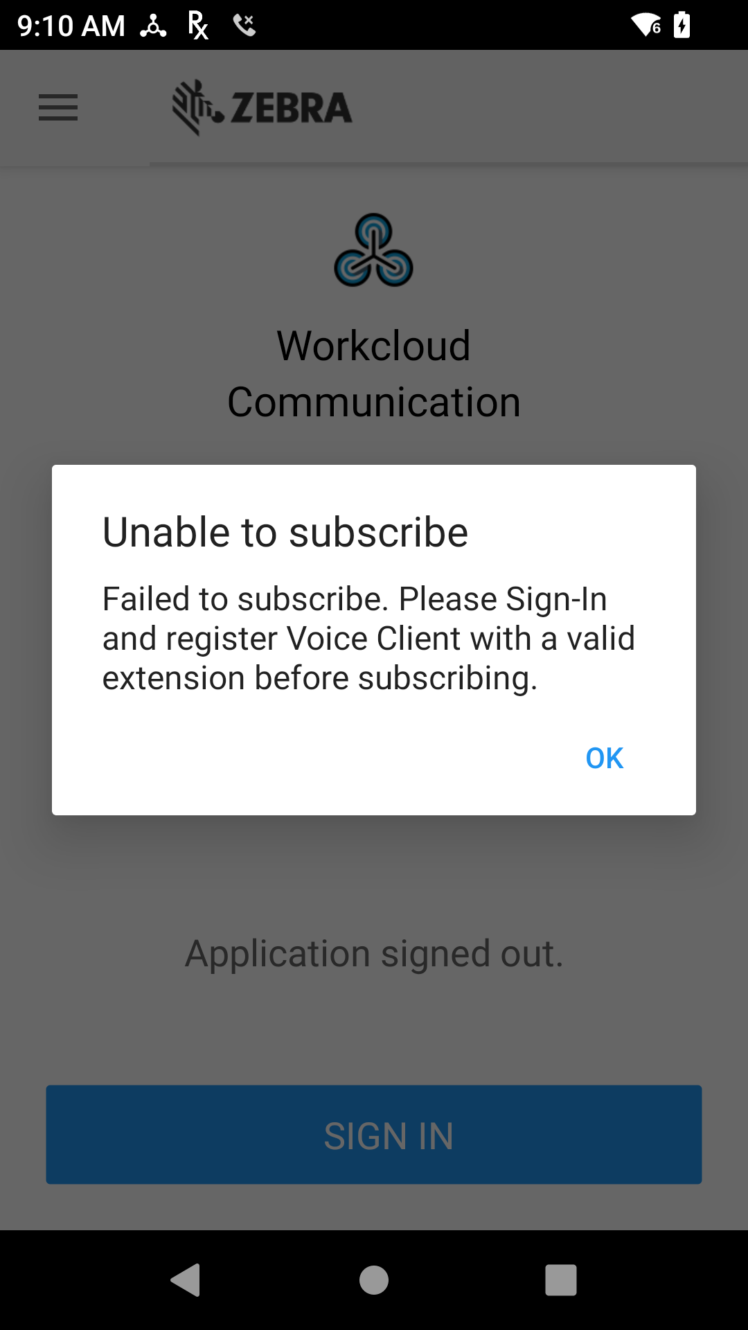 Subscription Error Message
