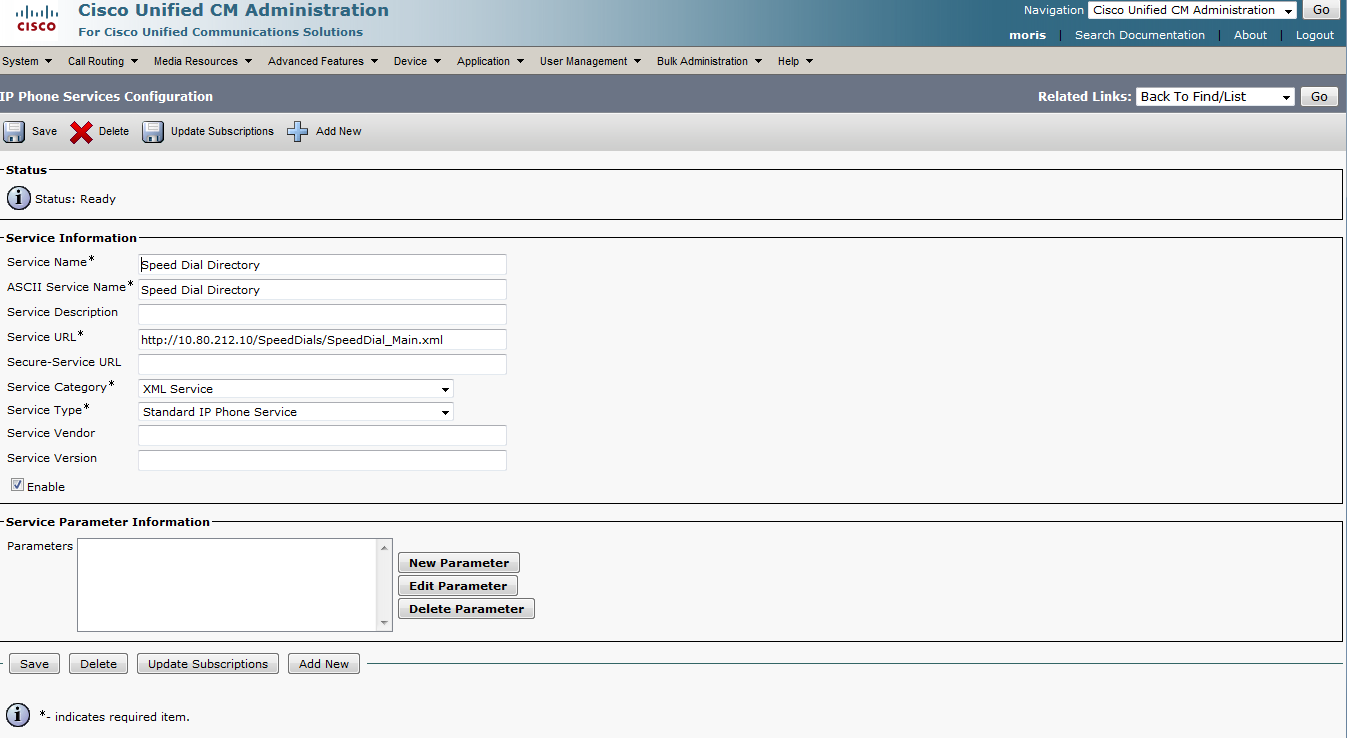 Enter the URL for the XML file.