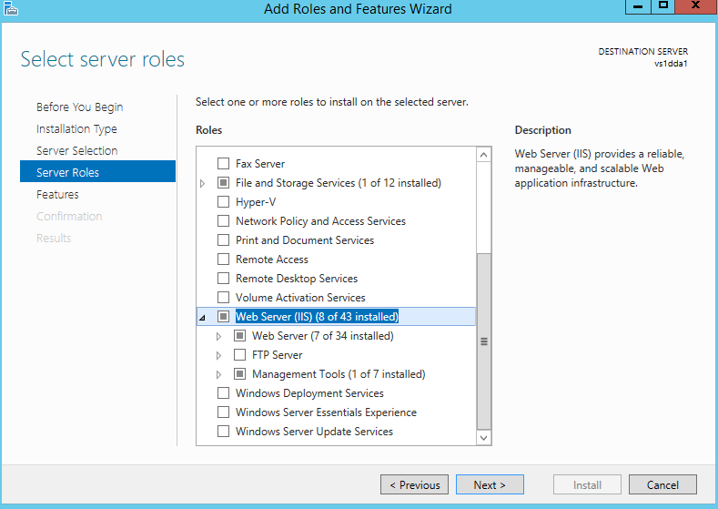 Install the IIS Web Server.