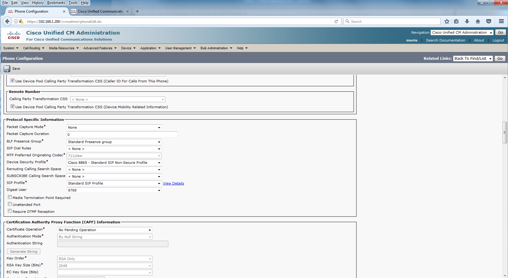 Enter the protocol parameters.
