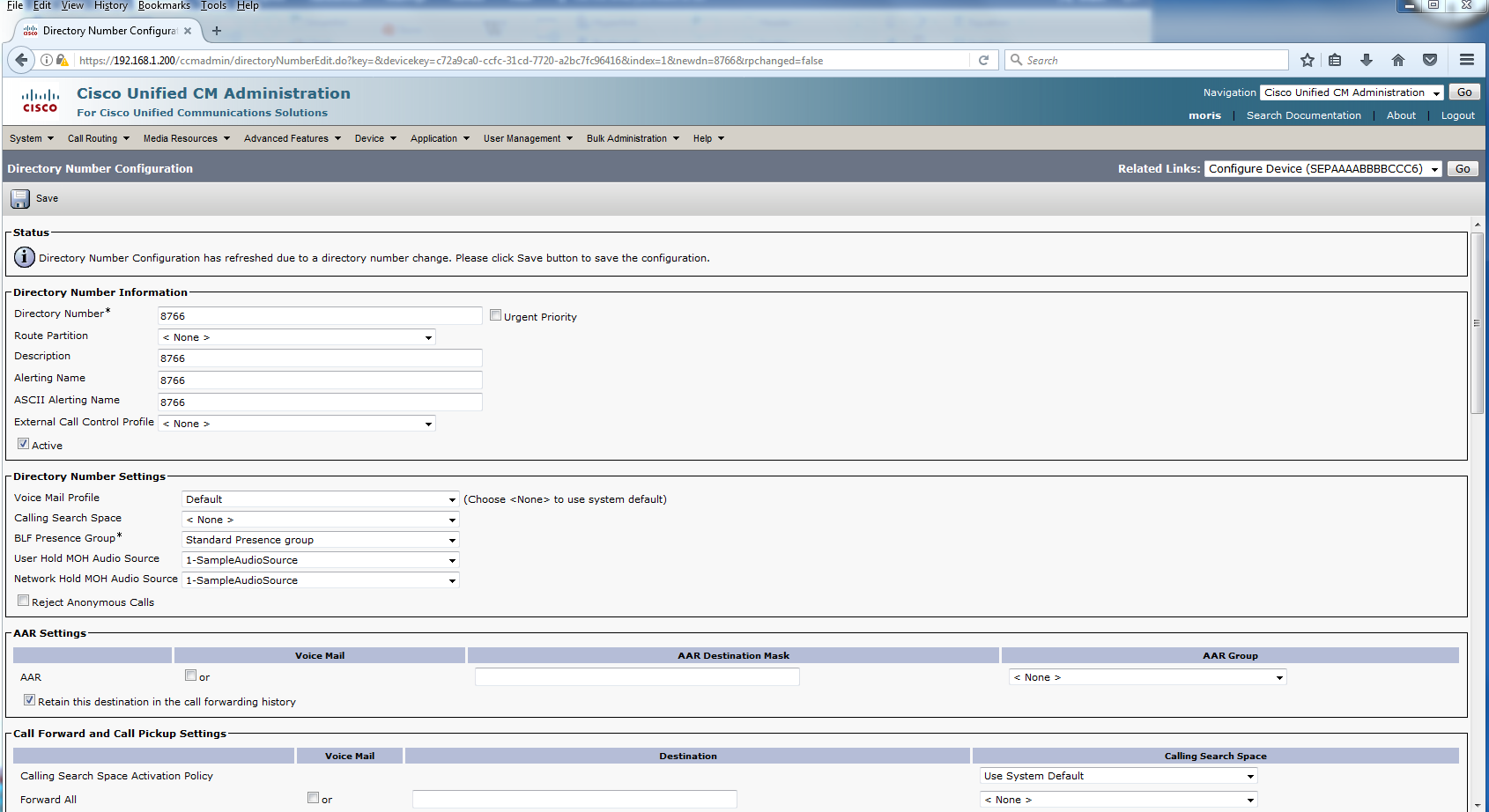 Directory Number Settings