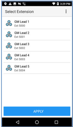 General Manager Extension Selection