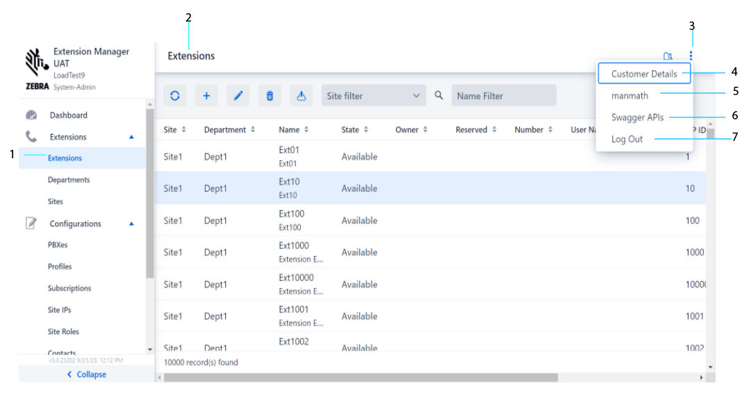 Extension Manager Interface
