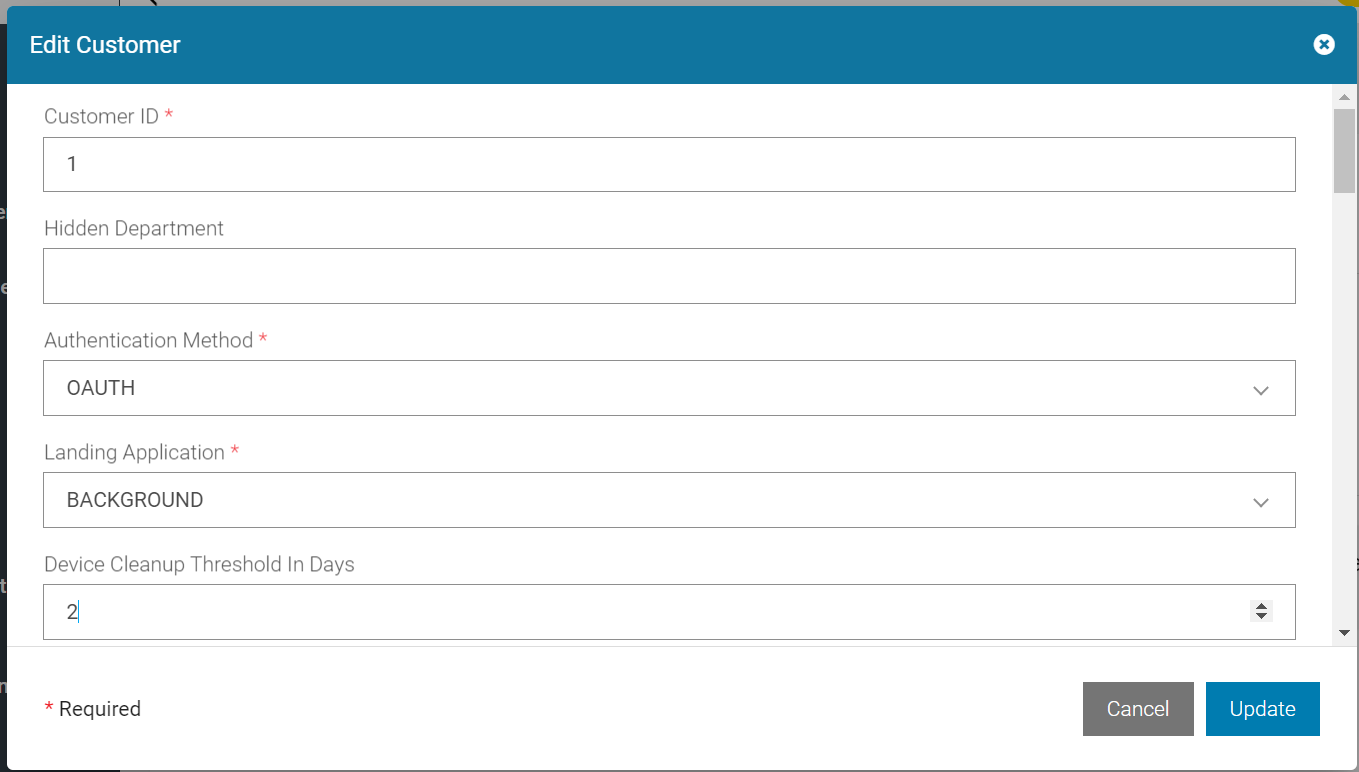 Edit Customer Screen