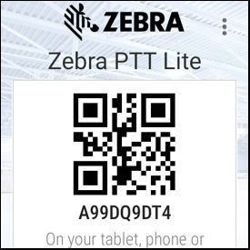 WS50 screen with scannable code to provision PTT Pro