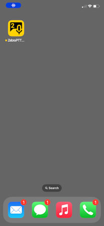 The blue pill icons displays in the upper left corner of the iOS screen.