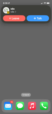 A background PTT call with a status of Idle.