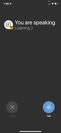 The lock screen displays whether you are speaking or listening during a PTT call.