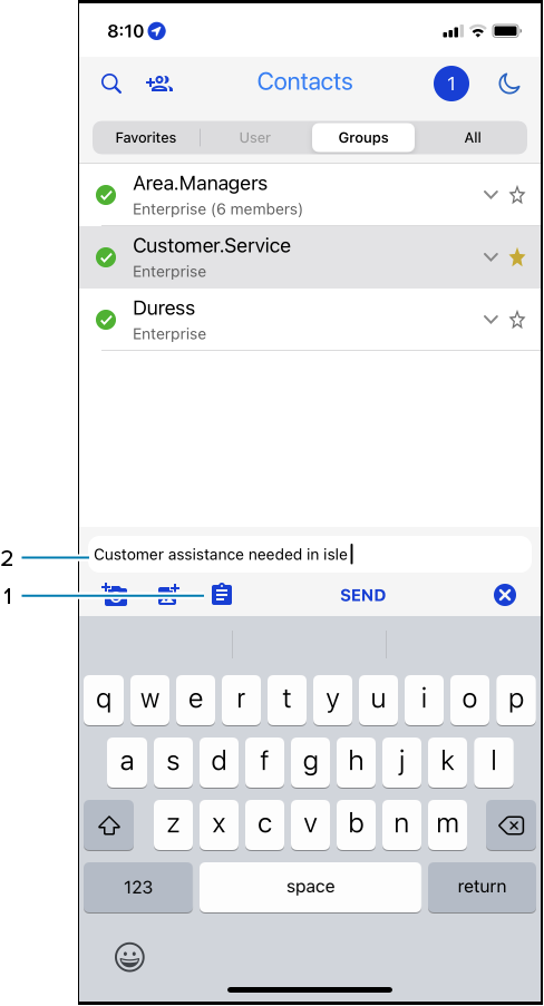 PTT Pro group message template options