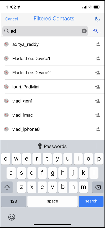 WFC PTT Pro contact search